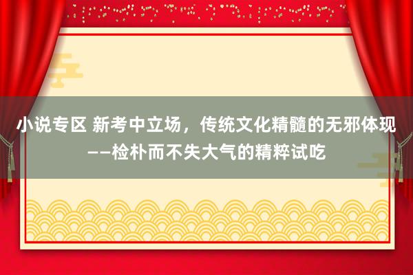 小说专区 新考中立场，传统文化精髓的无邪体现——检朴而不失大气的精粹试吃