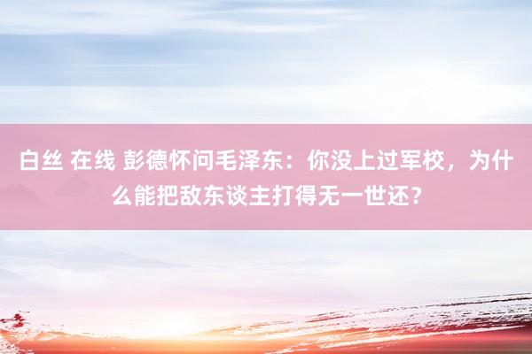 白丝 在线 彭德怀问毛泽东：你没上过军校，为什么能把敌东谈主打得无一世还？